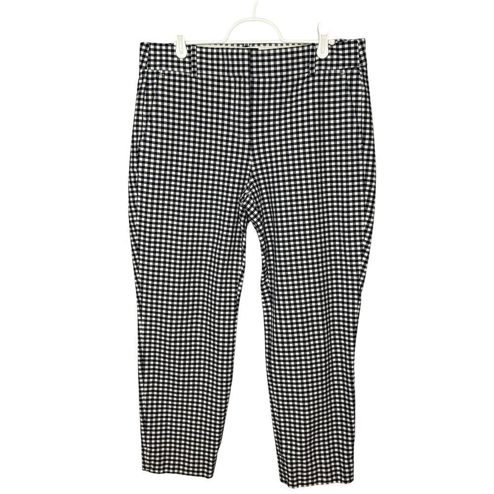 J. Crew navy/black and white check mid rise Cameron ankle pants size 10